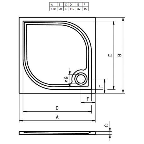     Riho Kolping P37 R 209343 120x90x10 334R