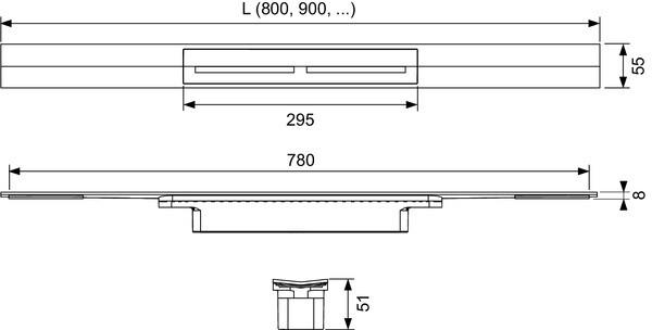    TECEdrainprofile, 900 , PVD Brushed Black Chrome (670901)